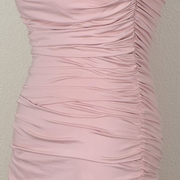 Elegant Pink Ruched Dress - Picture 3 of 10